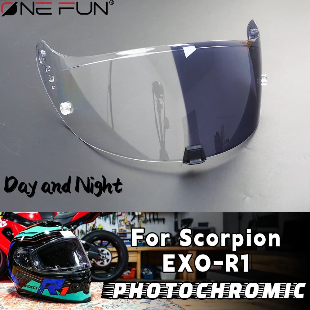 Photochromic Visor for Scorpion R1/520/1400Exo/391 Motorcycle Helmet - UV Protection Sun Windproof Light-Sensitive Lens Acce