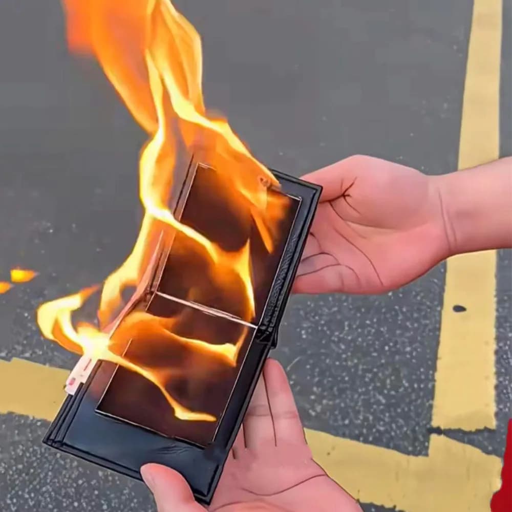Portafoglio Fire 2 in 1 - Tecniche magiche Puntelli magici da palcoscenico Street Card Magic Fun Illusion Portafoglio da mago Accendino portatile