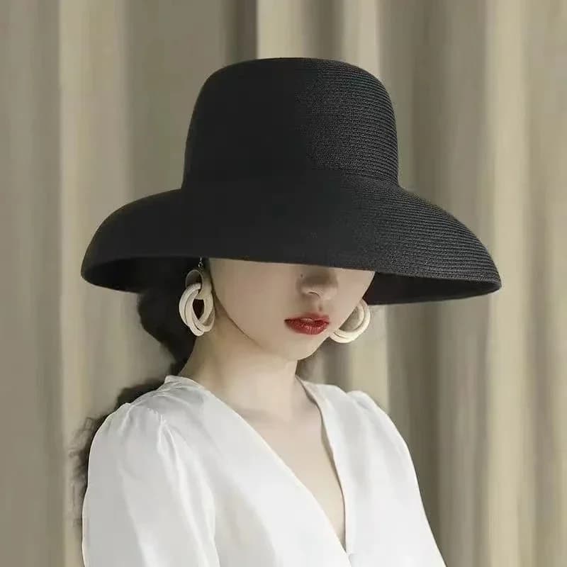 Cappello da sole pieghevole a tesa larga con design a prova di raggi ultravioletti e antivento per protezione solare da spiaggia da donna