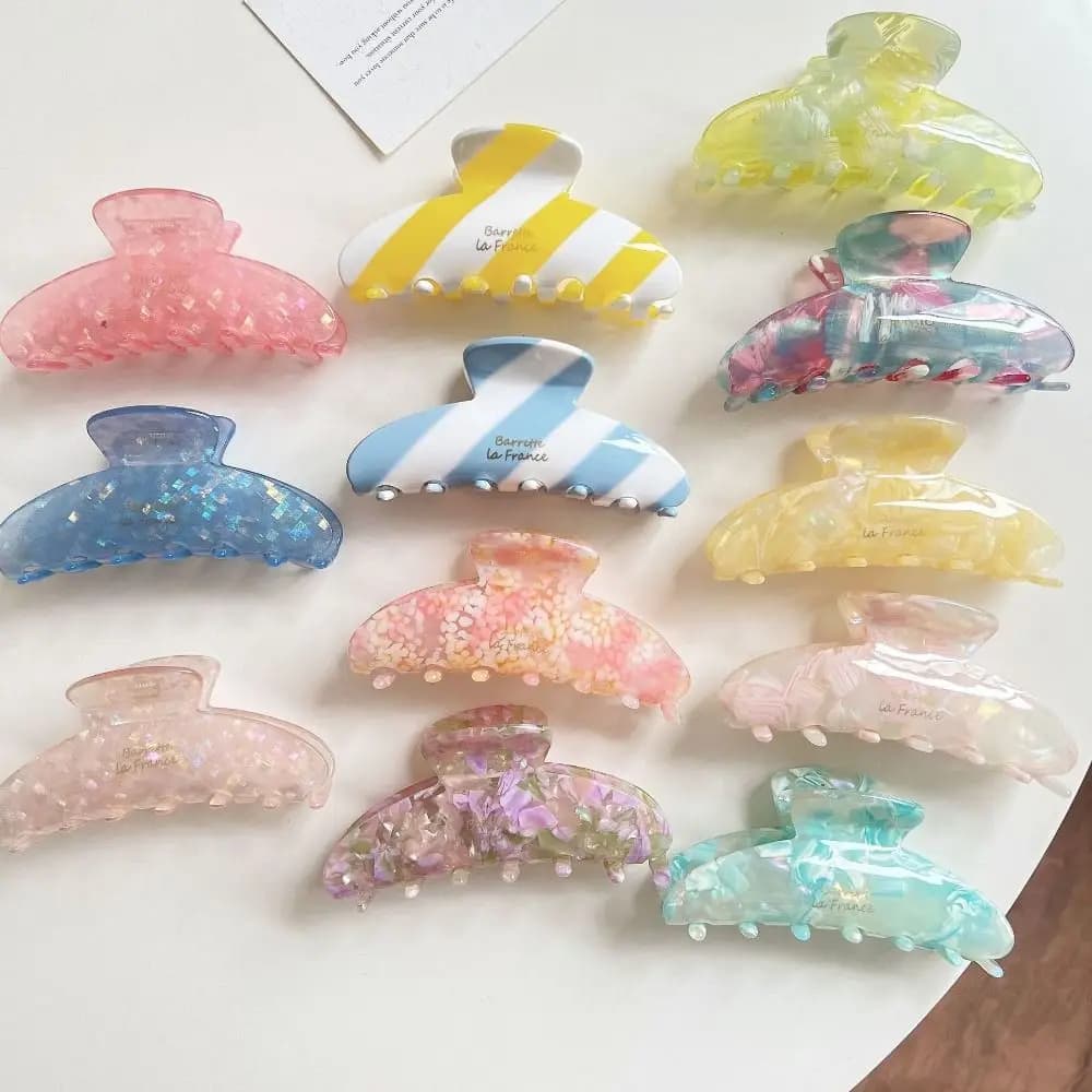 Fashion Fresh Acetate Hair Claw Stripe Acetic Acid Irregular Pattern Shark Clip Hair Clip Geometry Flower Hair Claw Female
