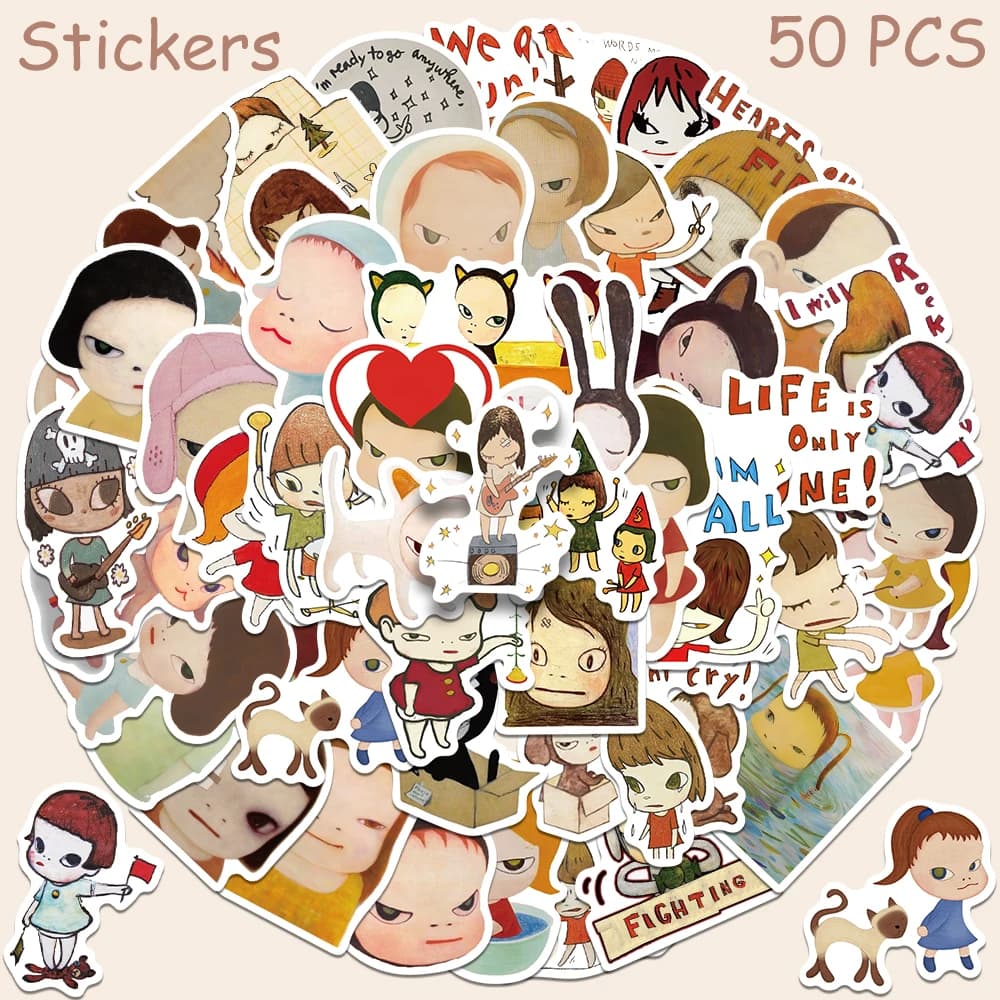 50pcs Designer giapponese Yoshitomo Nara adesivi decalcomanie per telefono Laptop bagagli frigorifero Notebook Cartoon Graffiti Stickers