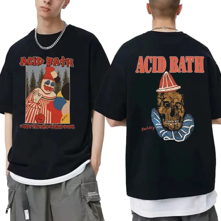 Bagno acido quando la stringa di aquiloni Pops Album stampa grafica t-shirt uomo donna Vintage Gothic Rock Tshirt maschile Hip Hop t-shirt oversize