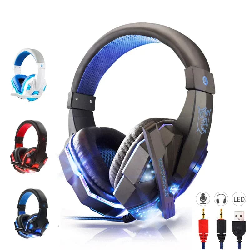 Play headphones for bass with over-Ear headphones Stereo for Gamer game headphones with noise deletion with PC microphone