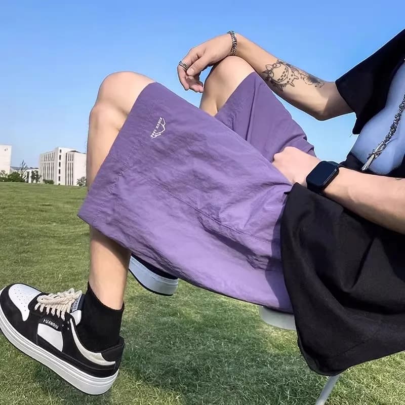 Pantaloncini da basket da uomo in seta ghiaccio sottile, casual, a cinque punti, estivi, rinfrescanti, traspiranti e confortevoli