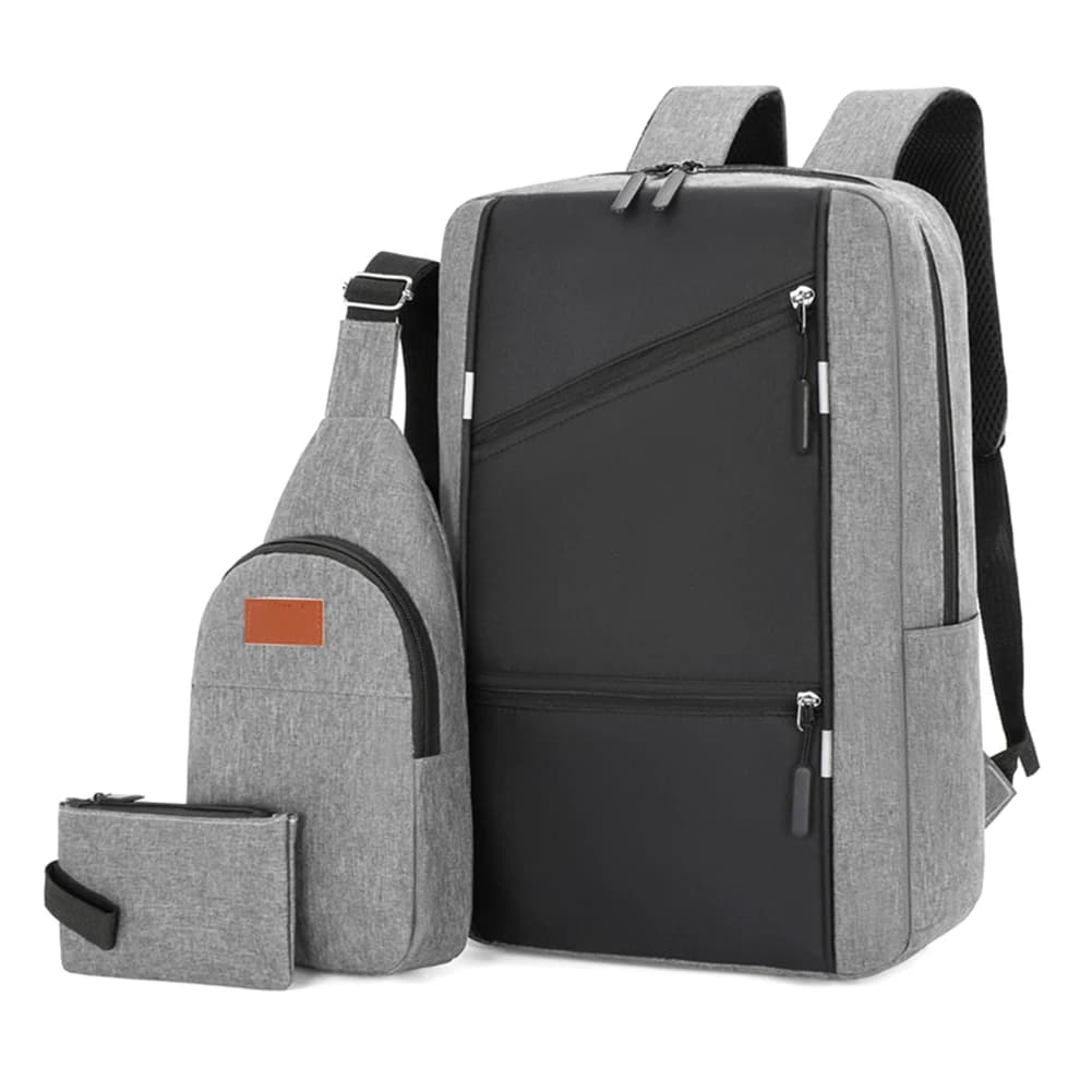 3Pcs Casual Bag Set Versatile Bag Multifunction Simple Chest Bag With USB Interface Anti Theft for Business Trip