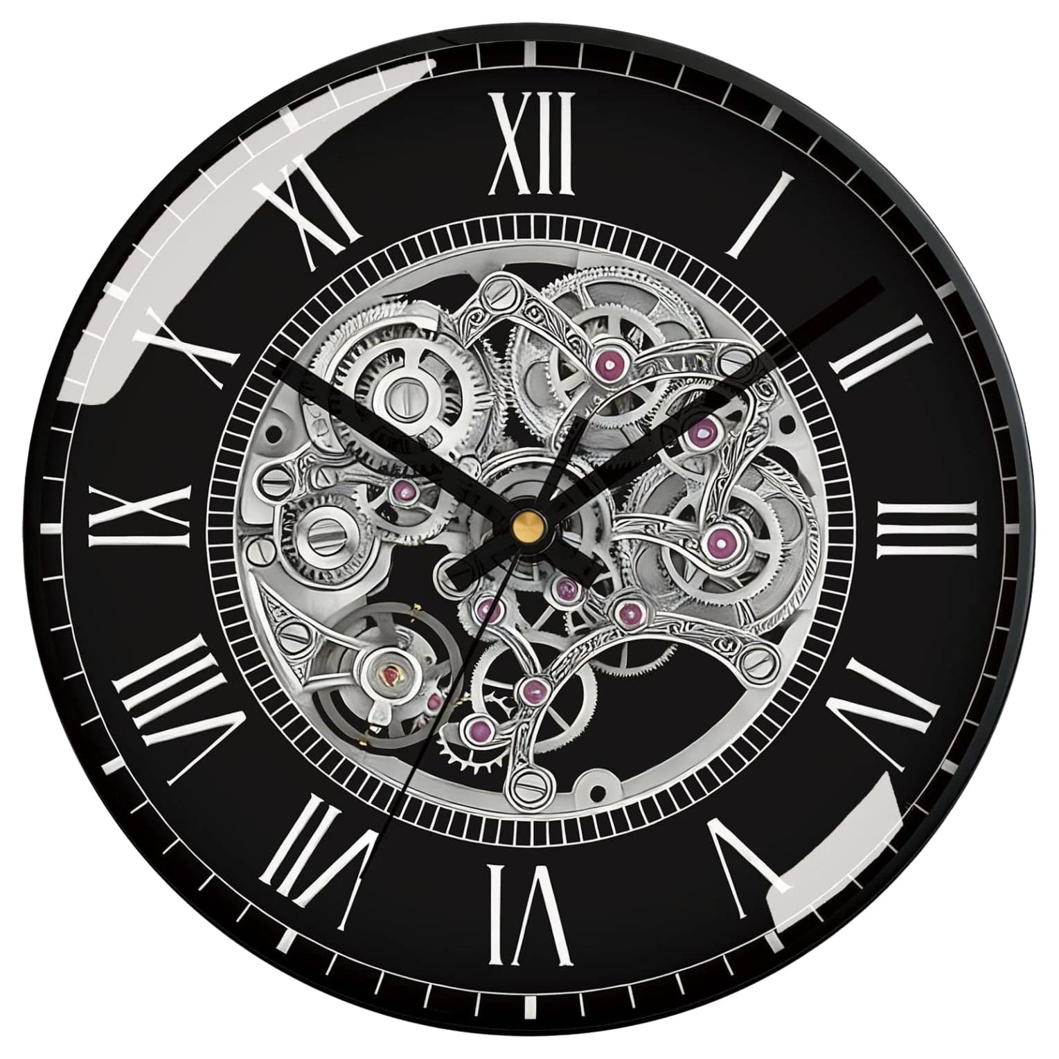 Orologio da Parete con Numeri Romani Facili da Leggere, Silenzioso Senza Ticchettio, Design a Ingranaggi Meccanici, Funzionamento a Batteria per Casa e Ufficio