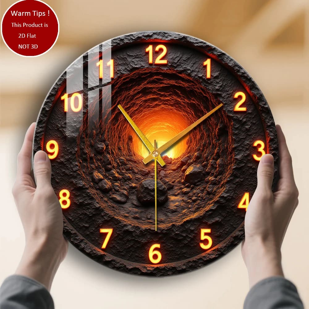 Orologio da parete in vetro temperato Design dell'orologio a tunnel lava adatto per decorazioni murali o display da tavolo ovunque