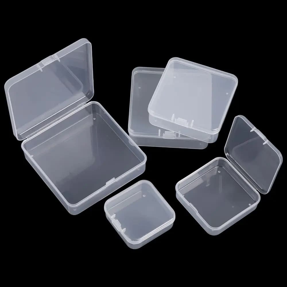 Square Plastic Clear Tool Storage Box Jewelry Beads Container Power Tools Accessories Box Small Items Sundries Organizer Case