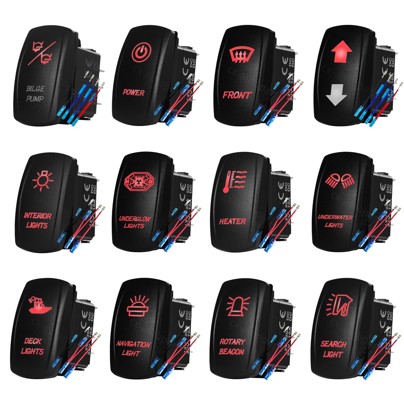 Interruttore a bilanciere 12V/24V per ancora barca, LED rosso, DPDT 7 pin (ON) OFF (ON), per auto, nautica, barca, NARVA Carling ARB, impermeabile