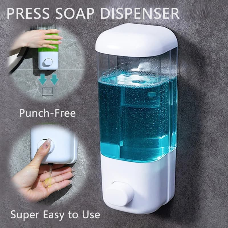 Dispenser di sapone senza perforazione da appendere alla parete, pressa manuale, dispenser di shampoo, pasta disinfettante senza traccia, bagno trasparente