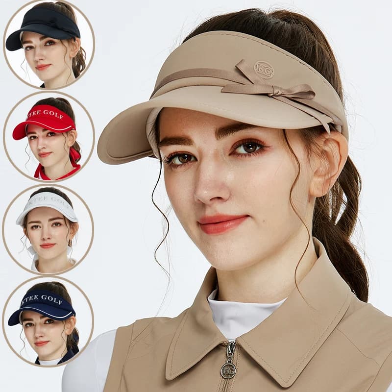New BLKTEE Golf Cap Wtih Bowknot Women Sunscreen Sports Sun Visor Letter Print Baseball Empty Top Hat Girls Anti-UV Tennis Caps