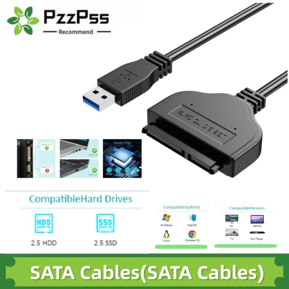 Cavo da SATA a USB, Adattatore USB 3.0 a SATA III da 2,5” per Disco Rigido, Convertitore Esterno per SSD e HDD da 2,5 Pollici, Trasferimento Dati 5Gbps