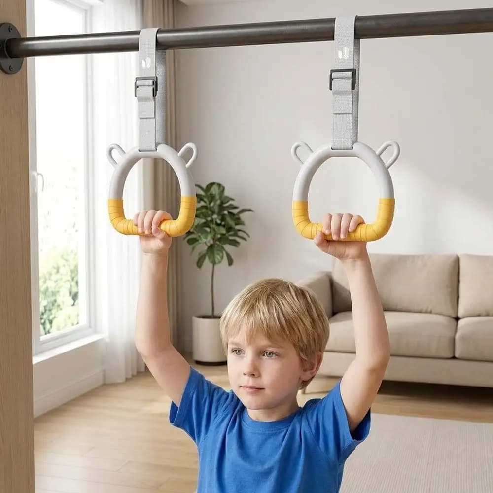 With Straps Gymnastic Rings Durable Adjustable Straps Pull Up Bar Comfortable Arm Strength Fitness Exercise Ring