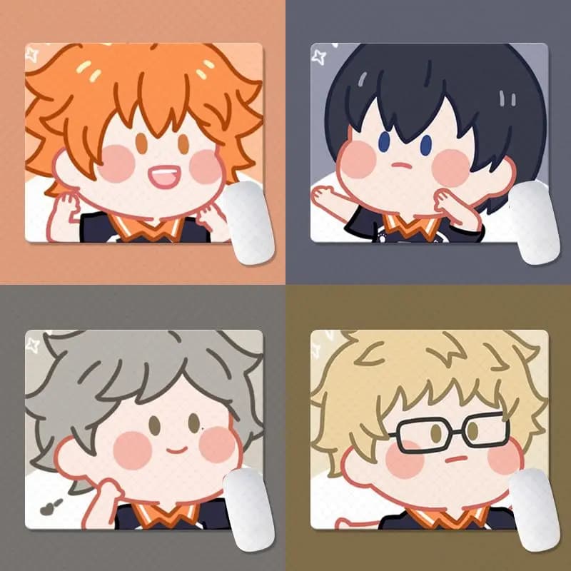 Tappetino per Mouse Haikyuu in Versione Q, Carino Cartone Animato, Tappetino da Scrivania Anime Alla Moda, Tappetino Creativo per Tastiera da Gaming e Ufficio, Merchandise Anime