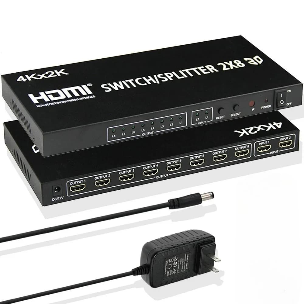Switcher HDMI 4K Splitter switch HDMI 2 in 8 out Distributore video 2x8 per PC portatile a multi schermo TV Proiettore Copia Display