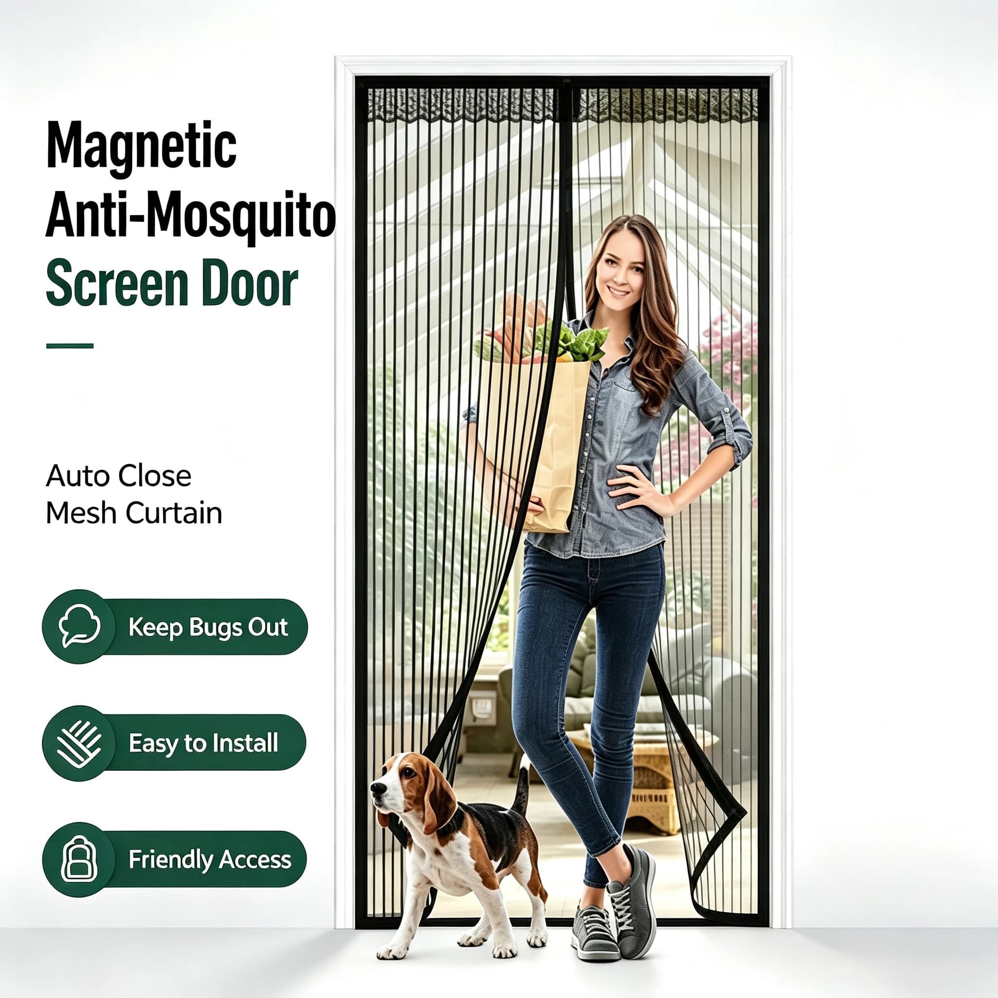 Magnetic Anti-Mosquito Screen Door Auto Close Invisible Mesh Curtain Anti Fly Bug Partition Magic Mesh