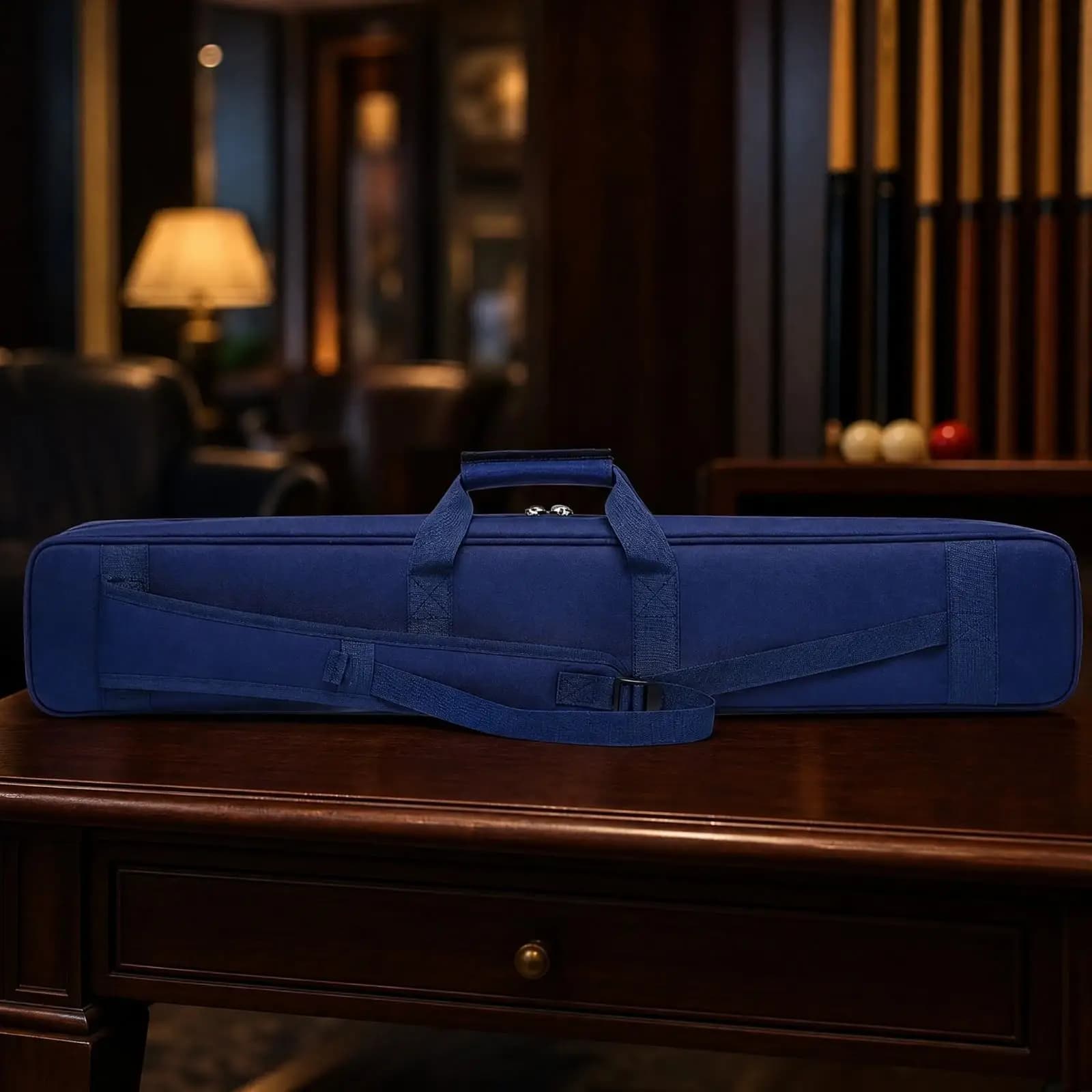 Canvas Billiard Cue Case with Shoulder Strap for Men Women Durable Zipper Pool Stick Carrier Bag for Travel Club Practice