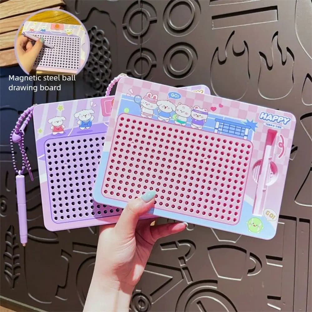 Tavoletta Magnetica per Disegno con Palline d'Acciaio, Puzzle, Blocco per Scrittura, Ciondolo per Zaino, Portachiavi Divertente