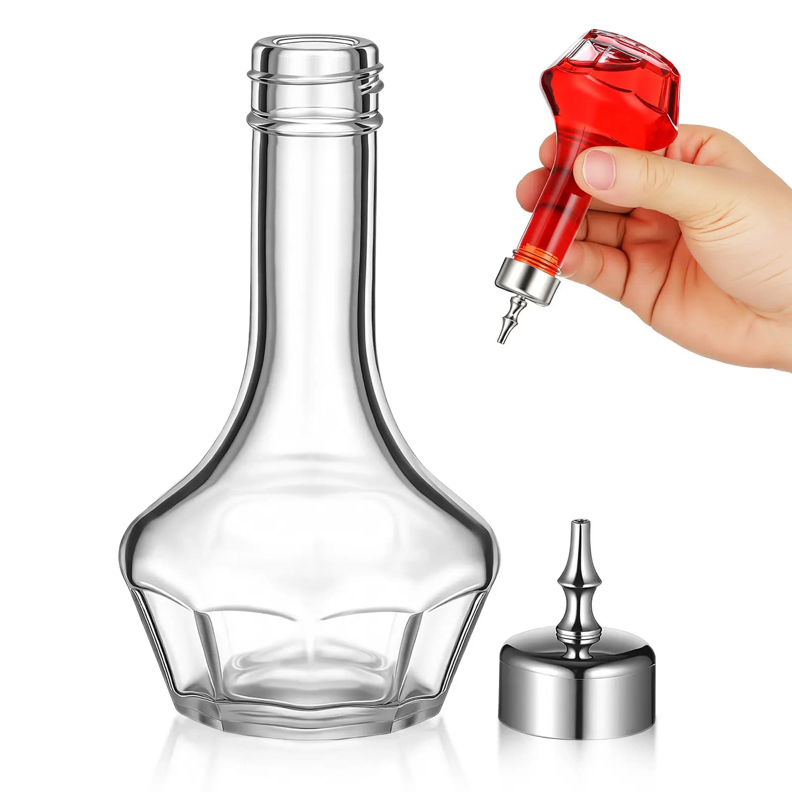 Bottiglia dosatrice per cocktail, 1 pezzo, strumento professionale in vetro per barman, a prova di perdite, con coperchio antiscivolo, shaker per vino da bar, facile da usare