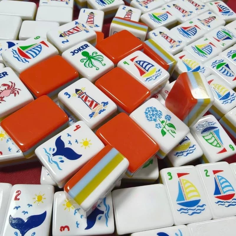 Ocean Style American Mahjong Game Set 160pcs 4-Layer Acrylic Engaved US Mah Jongg Tiles for Family Club Entertainment Board Game