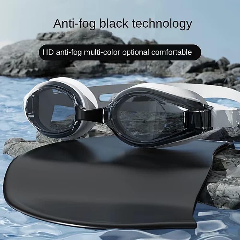 1 Set Professional Swimwear Water-proof Swim cap Silicone cap Man Woman Anti-UV HD glasses