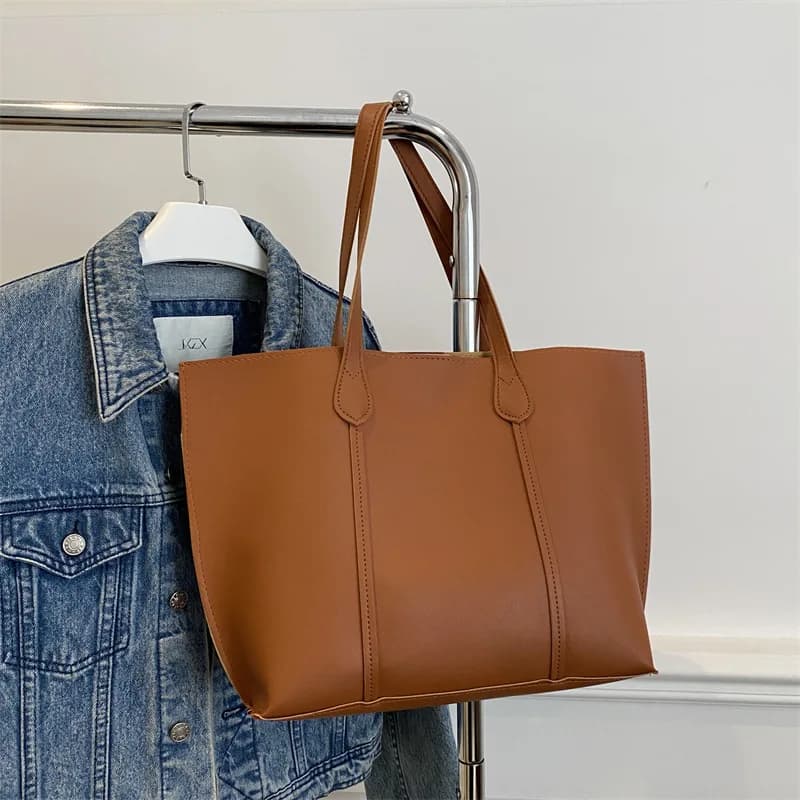 Classic Large Capacity Leather Women Tote Bag, Comfortable Handbag, Casual Daily Shoulder Purse for Work Versatile Commuter Bags