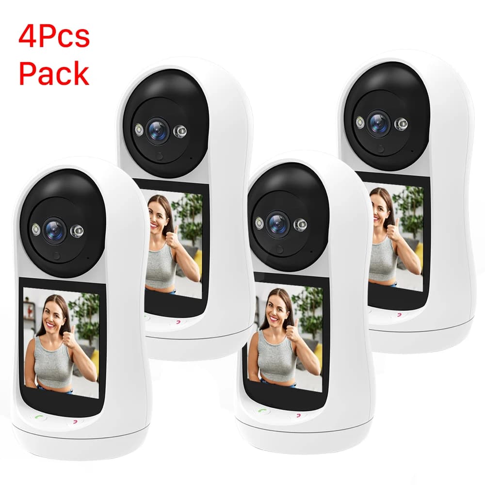Videochiamata con telecamera PTZ Wifi da 4 pezzi con schermo IPS da 2,8 pollici Telecamera di sicurezza per rilevamento del suono del pianto del bambino Monitor per bambini da 4 MP / 3 MP