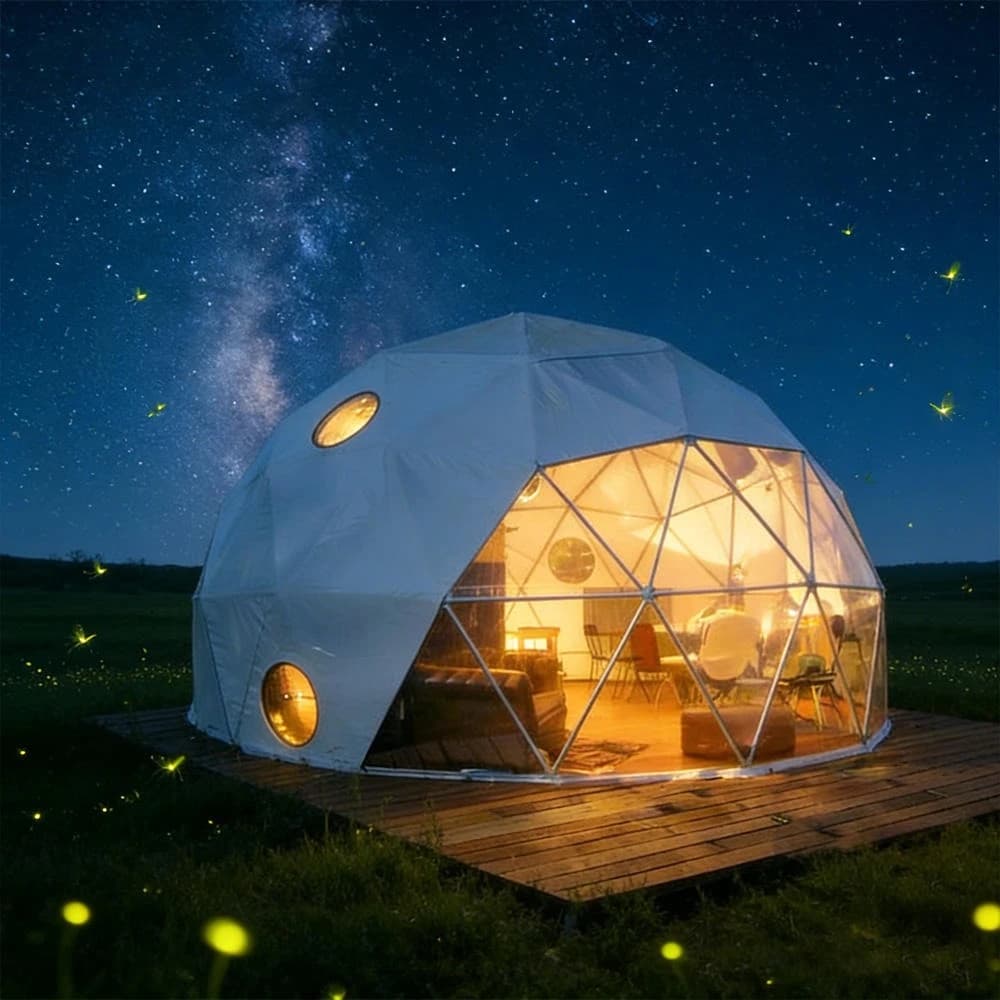 Customized Modern Camouflage Spherical Camping Tent Wind Resistant Durable Fast Build Four Seasons Use Single Layer