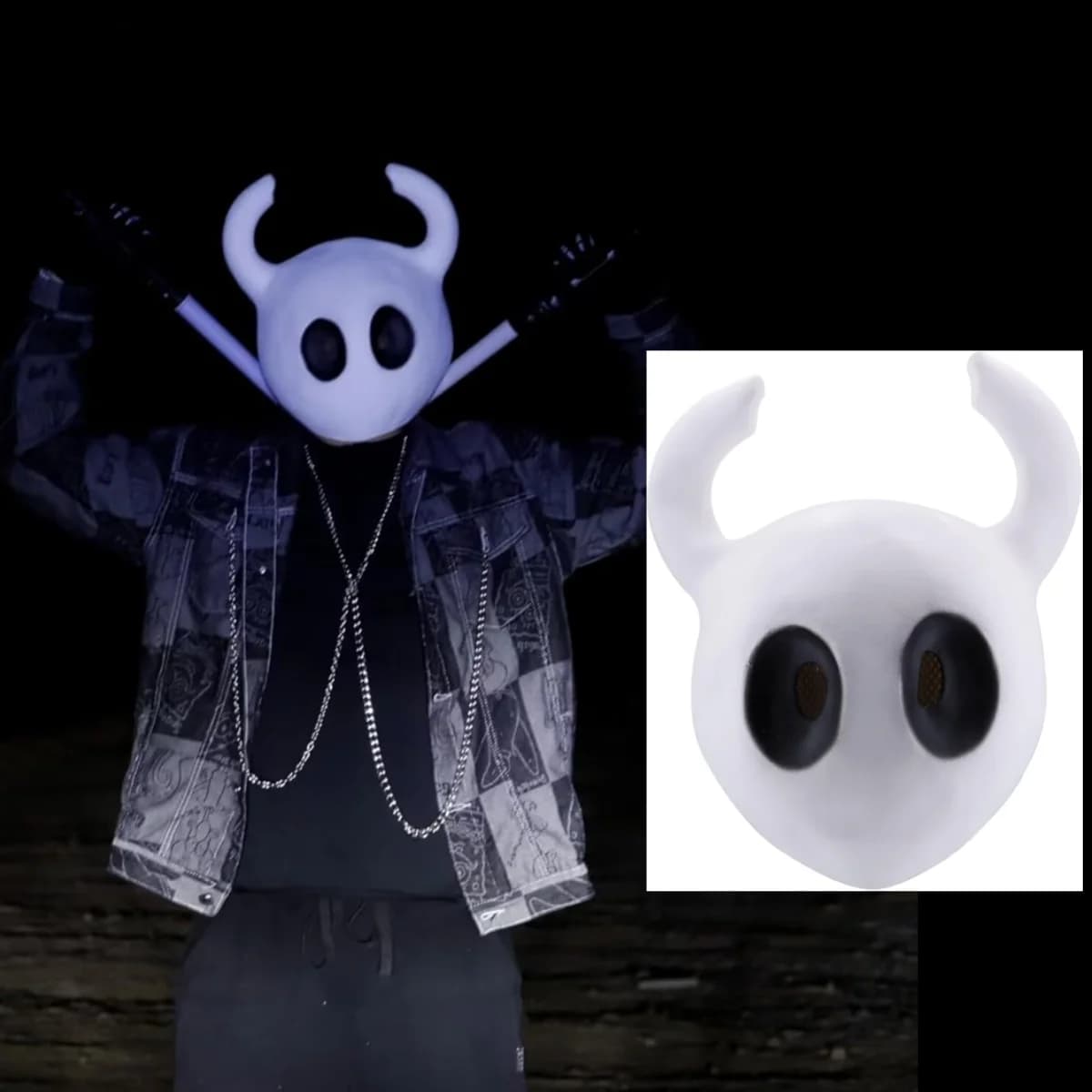 Funny Hollow Knight Mask Game Cosplay Party Mask Halloween Role Play Costume Helmet Adventure Dress Up Funny Toy Gift Latex Mask