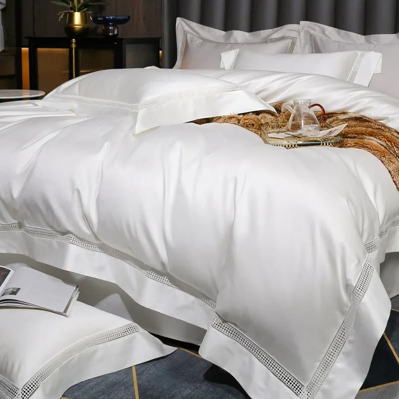 Set di Biancheria da Letto di Lusso in Cotone Egiziano 1000TC, Stile Hotel, Copripiumino, Lenzuolo Piatto/Con Angoli, Federe, 3/4 Pezzi