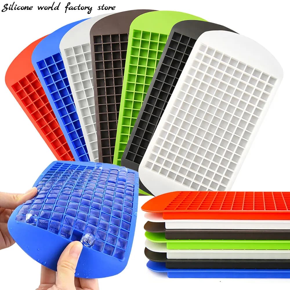 Vassoio per cubetti di ghiaccio in silicone World in silicone 160 griglie Stampo in silicone per cubetti di ghiaccio Mini stampo per cubetti di ghiaccio quadrati Stampi per la produzione di ghiaccio