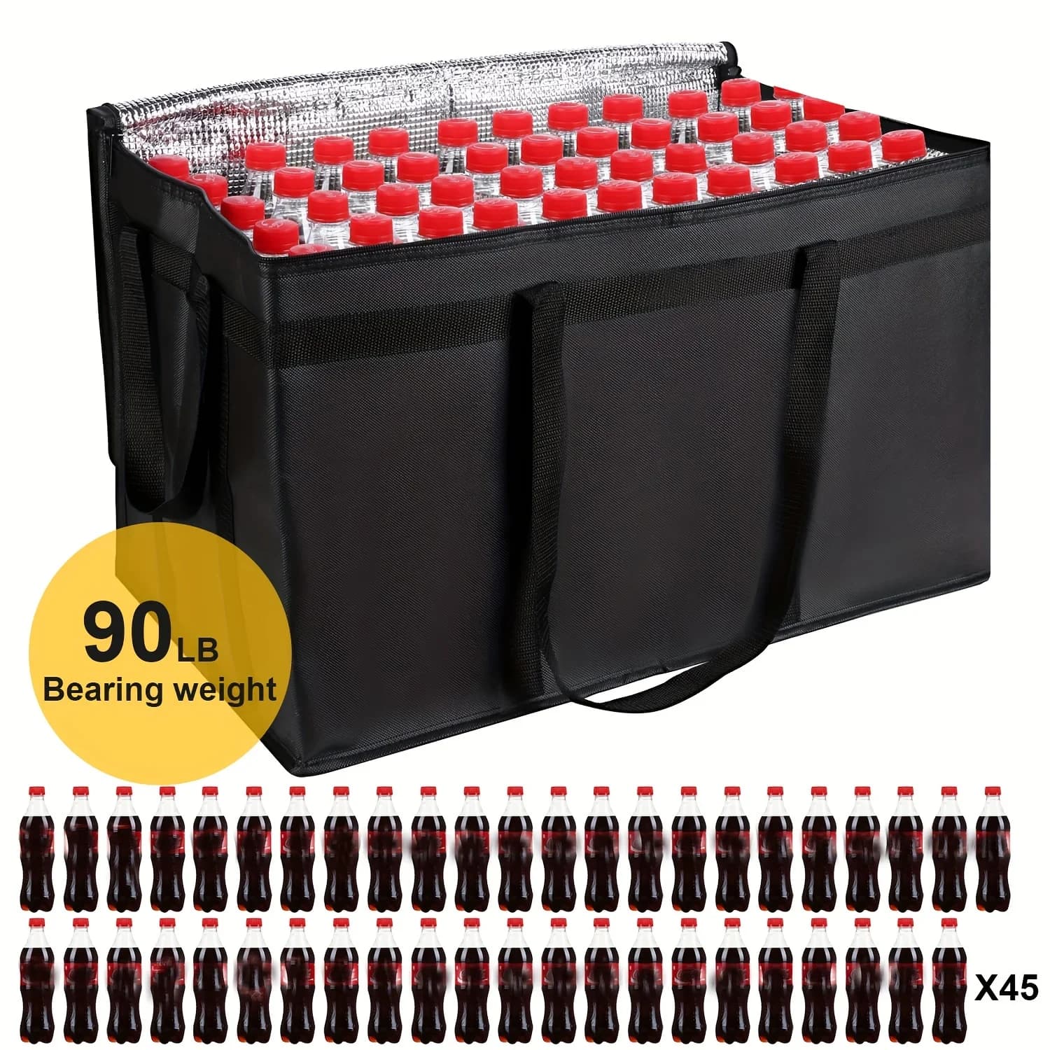 1 pz grande XXXL borsa per alimenti isolata pieghevole riutilizzabile, borsa da asporto per Pizza, borsa termica, mantiene il cibo caldo o freddo per lo Shopping/