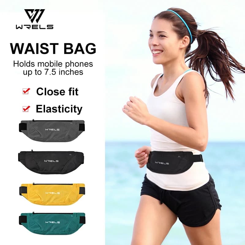 WRELS Waist Bag Outdoor Sport Running Bag Waterproof Sport Suitcase Mobile Phone Case Gym Jogging Portable Running Bag Belt Bag