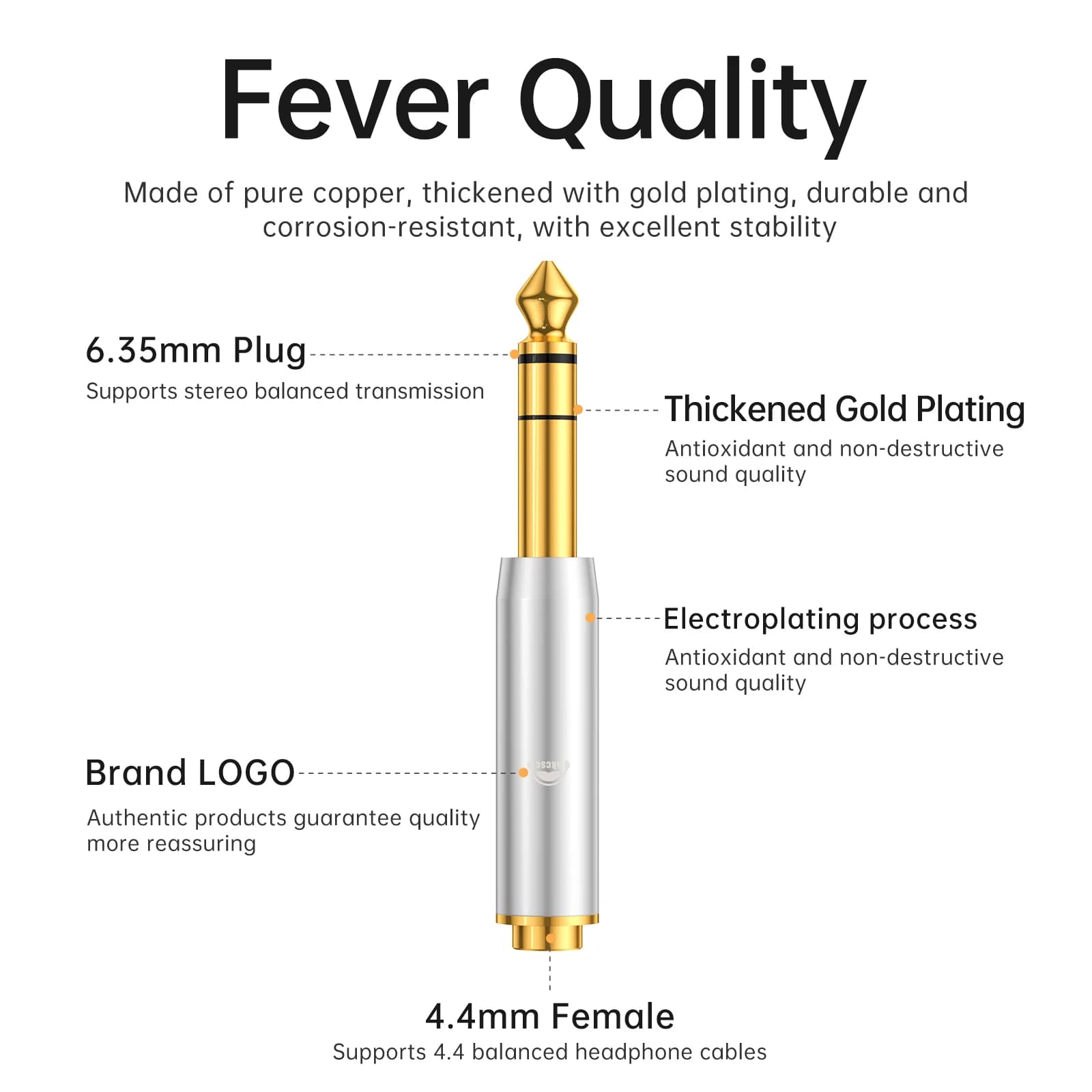 OKCSC DJ64 HiFi 6.35 mm male 4.4 mm/3.5 mm female audio adapter for sound/amplifier/mixer/heavy/audio/electric guitar
