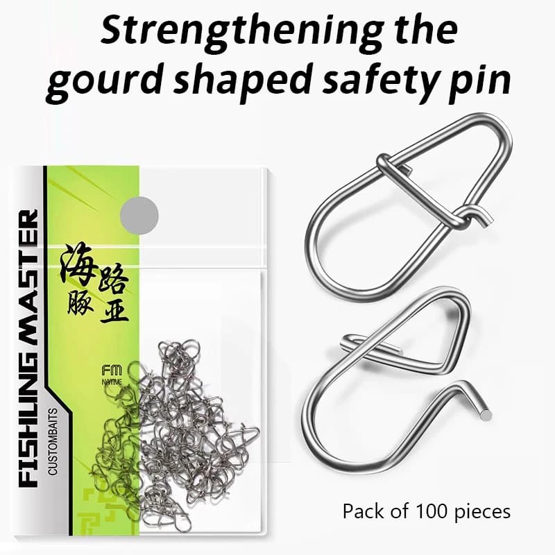 /KQM/100Pcs Fishing Clips Fast Crankbait Snaps Fishing Lures Connectors Saltwater Fishing Lock Lure Stainless