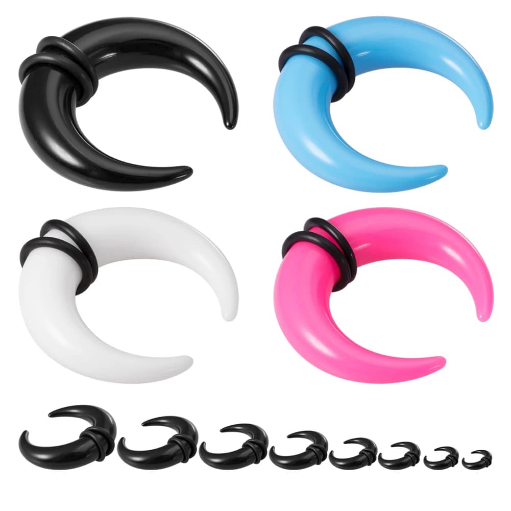 1 paio di grandi dimensioni corno di bufalo setto anello piercing bianco Auqa acrilico orecchio cono barella espansore punk gioielli per il corpo