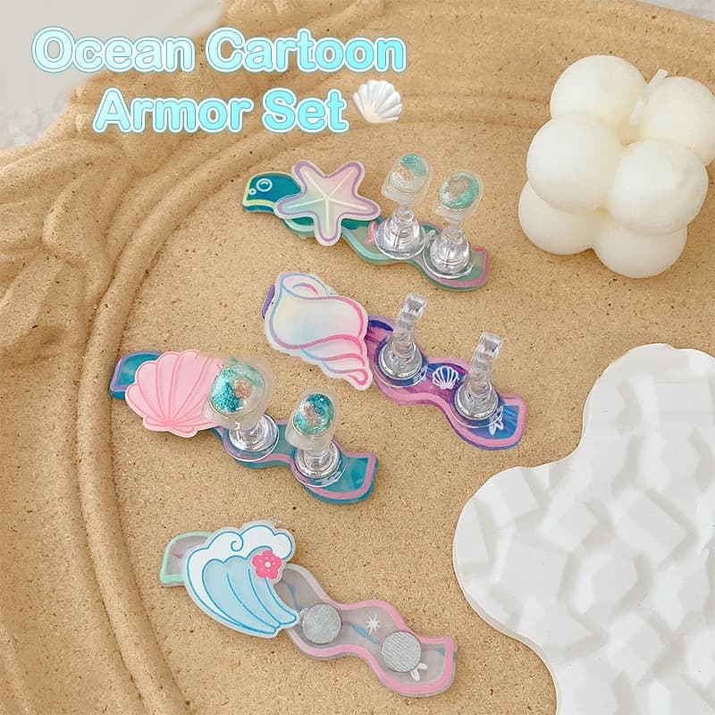 Set di supporti magnetici per unghie a tema oceano e cartoni animati, espositore per pratica, espositore a onde di conchiglie, accessorio per smalto gel