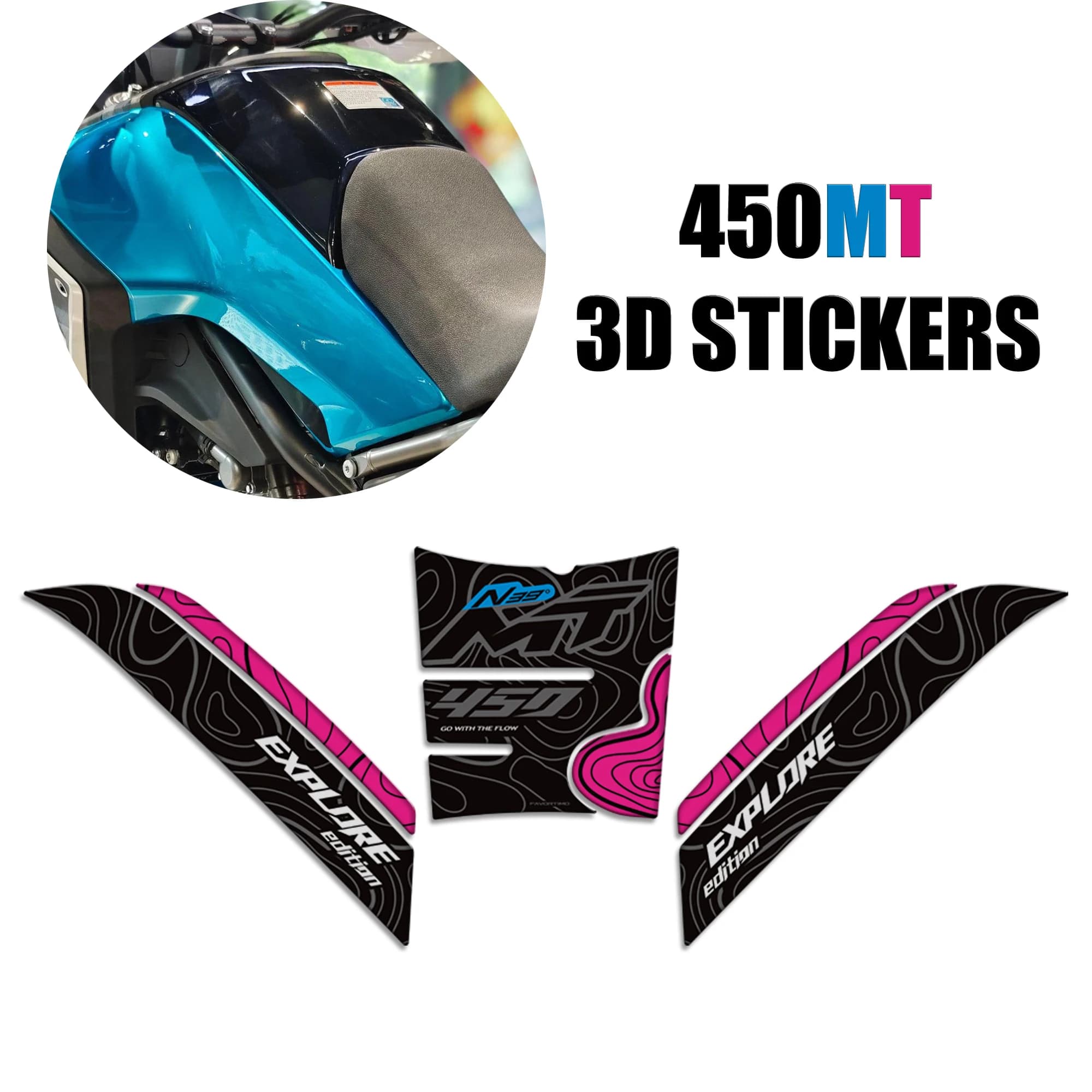 Kit Protezioni Serbatoio, Paratelaio, Parafango e Adesivi Deflettori Vento 450MT per CFMOTO 450 MT Adventure