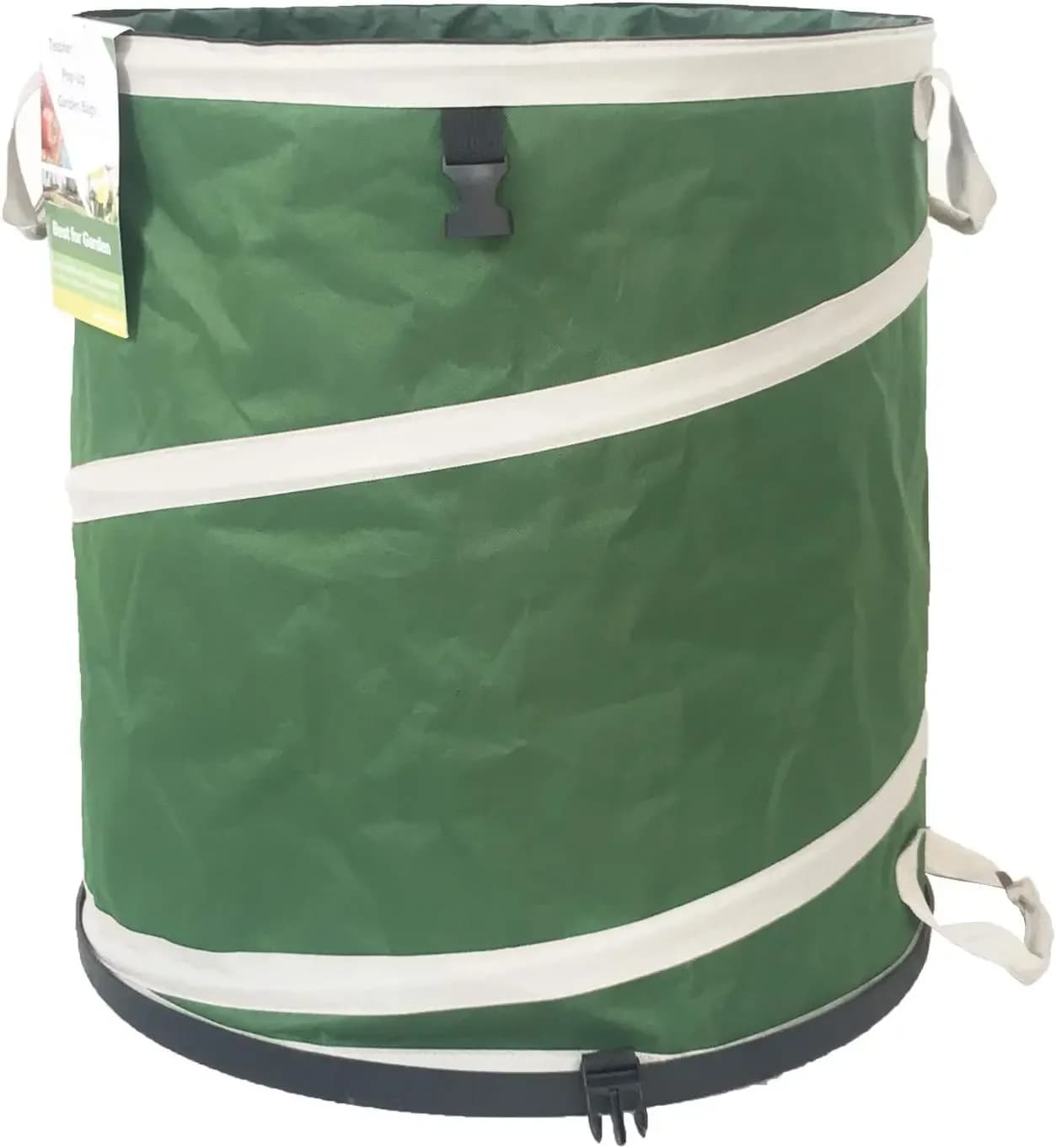 32 Gallon Collapsible Trash Can, Hard-Shell Bottom, Pop-Up Yard Waste Bag with Drawstring, Heavy Duty for Camping & Laundry