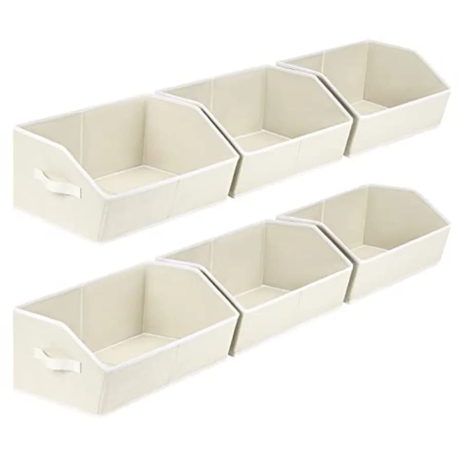 Contenitori Organizzatori a Cubo - Set di 6 Contenitori Trapezoidali, Cesti in Tessuto per Organizzazione, Cesto Portaoggetti Grande per Scaffali, Cl
