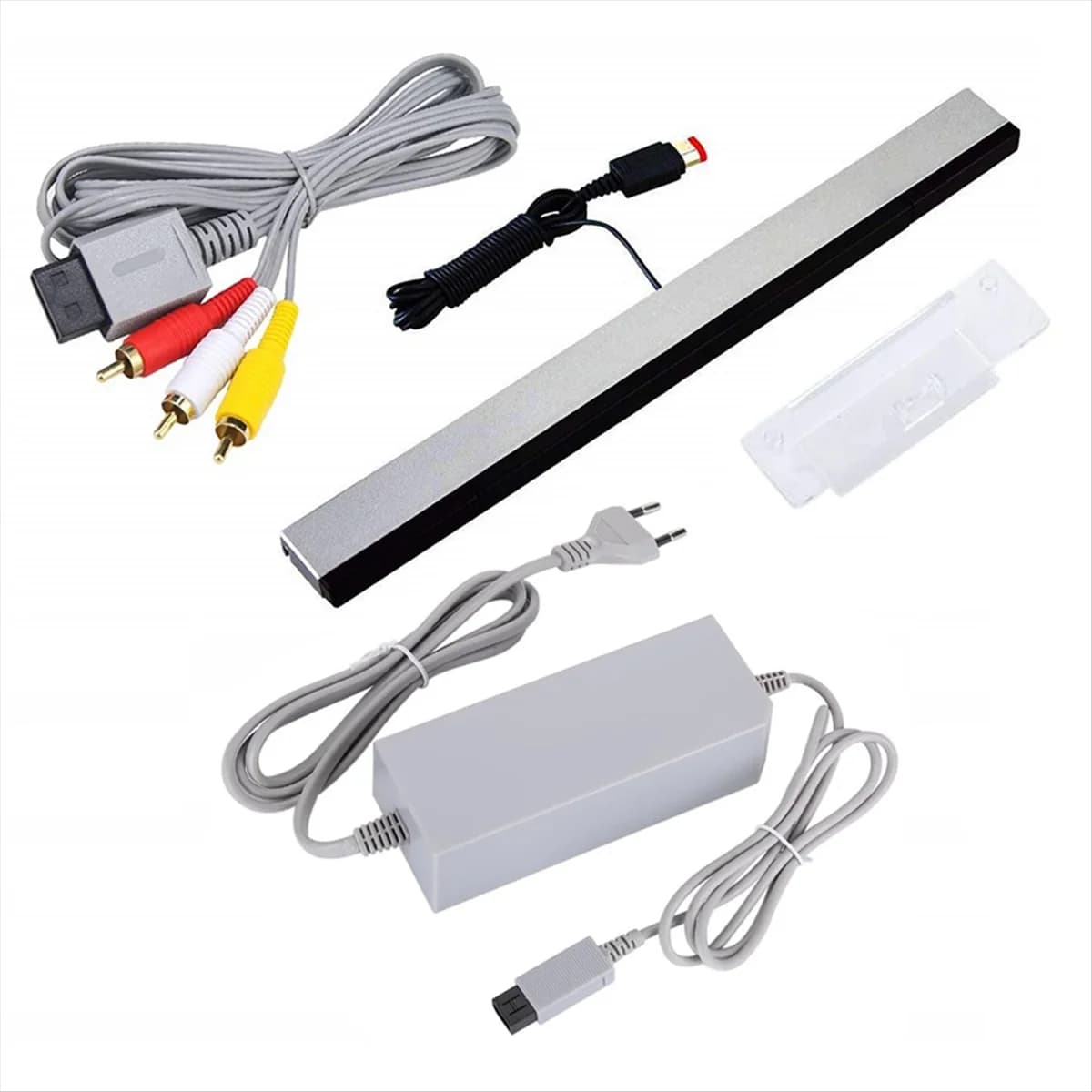Barra del sensore di movimento cablata 3 in 1 + cavo adattatore di alimentazione ca + cavo Audio Video composito per spina Nintendo Wii EU