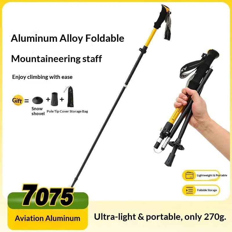 Bastoncini da Trekking Professionali in Lega di Alluminio 7075, Design Pieghevole con Blocco Esterno, Antiscivolo, Telescopici con Sospensione