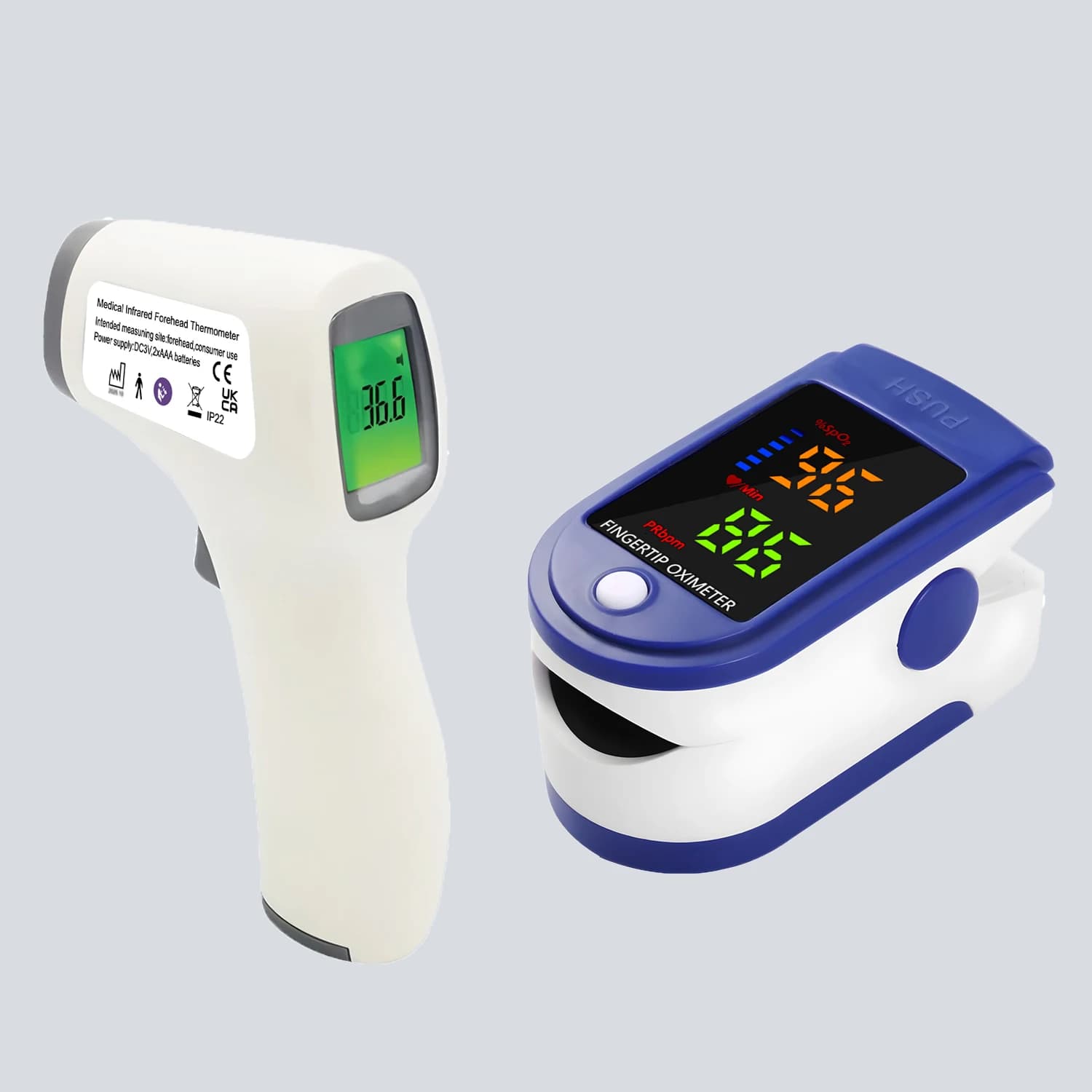 Medical IR Fever Thermometer & Mini Blood Oxygen Oximeter | Digital Non-Contact Ear Thermometer for Child Adult Body Temperature