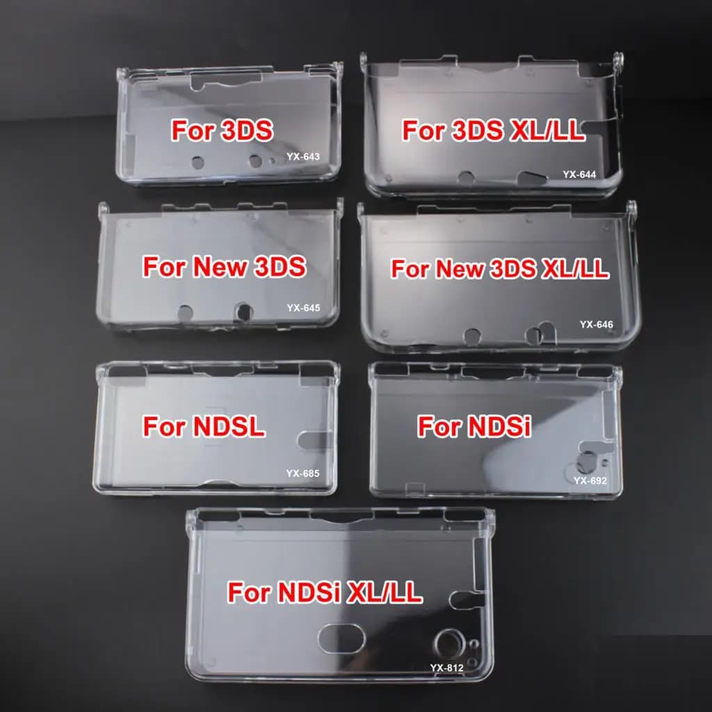 8 modelli 1pc plastica trasparente cristallo protettivo guscio duro custodia in pelle per GBA SP NDSL DSI NDSi XL 3DS XL nuova console 3DS XL LL