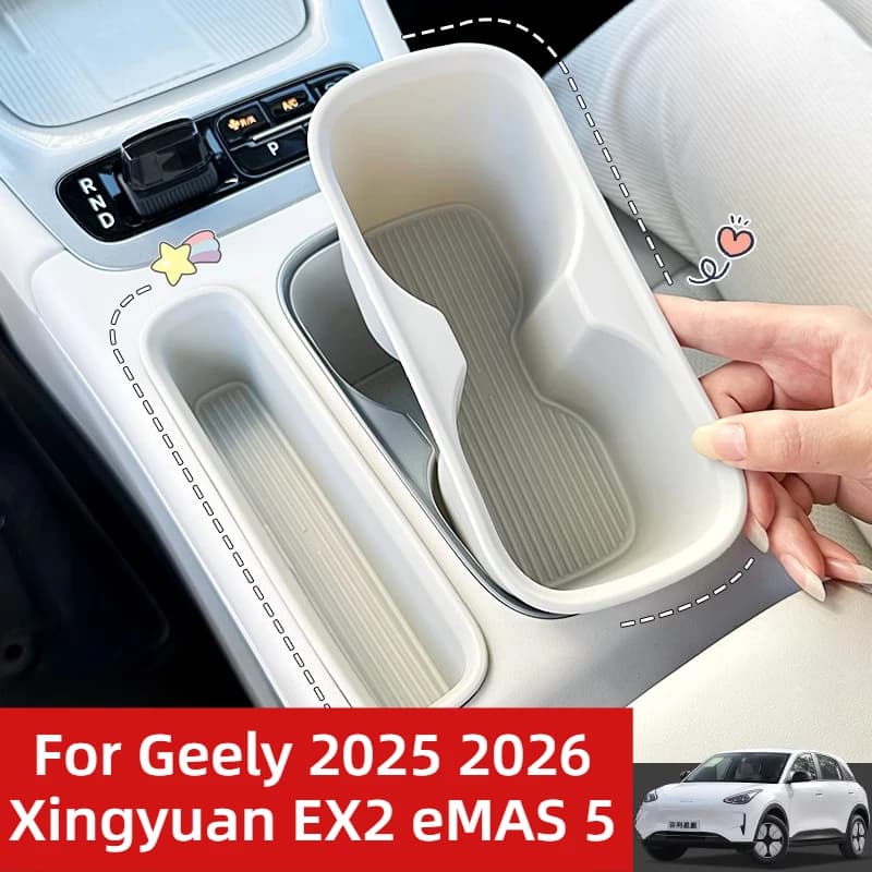 Per Geely 2025 2026 Xingyuan EX2 eMAS 5 Portabicchieri Pad Console centrale Scatola di immagazzinaggio Organizzatore Accessori per la modifica degli interni