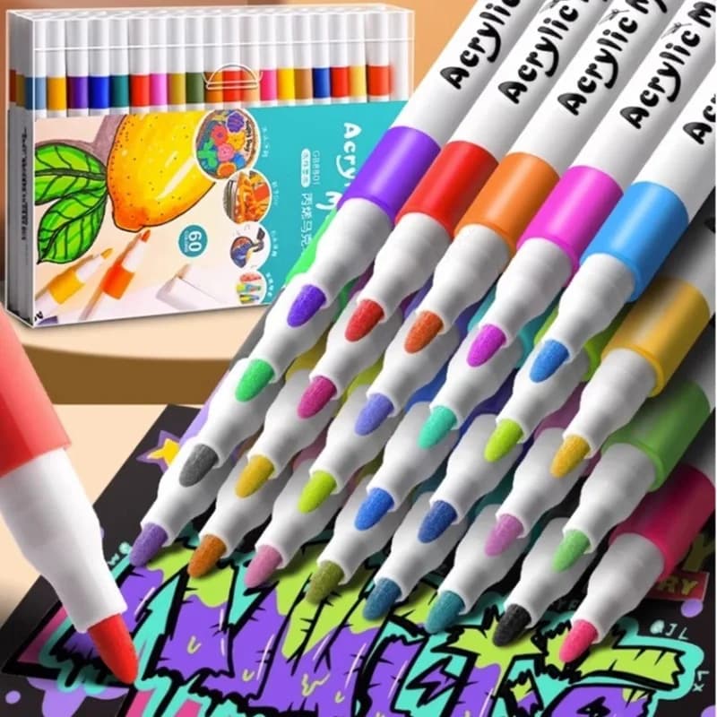 24-80 colori pennarelli acrilici set di penne vernice pennarello artistico punta morbida per bambini pittura su pietra ceramica vetro legno tessuto pittura