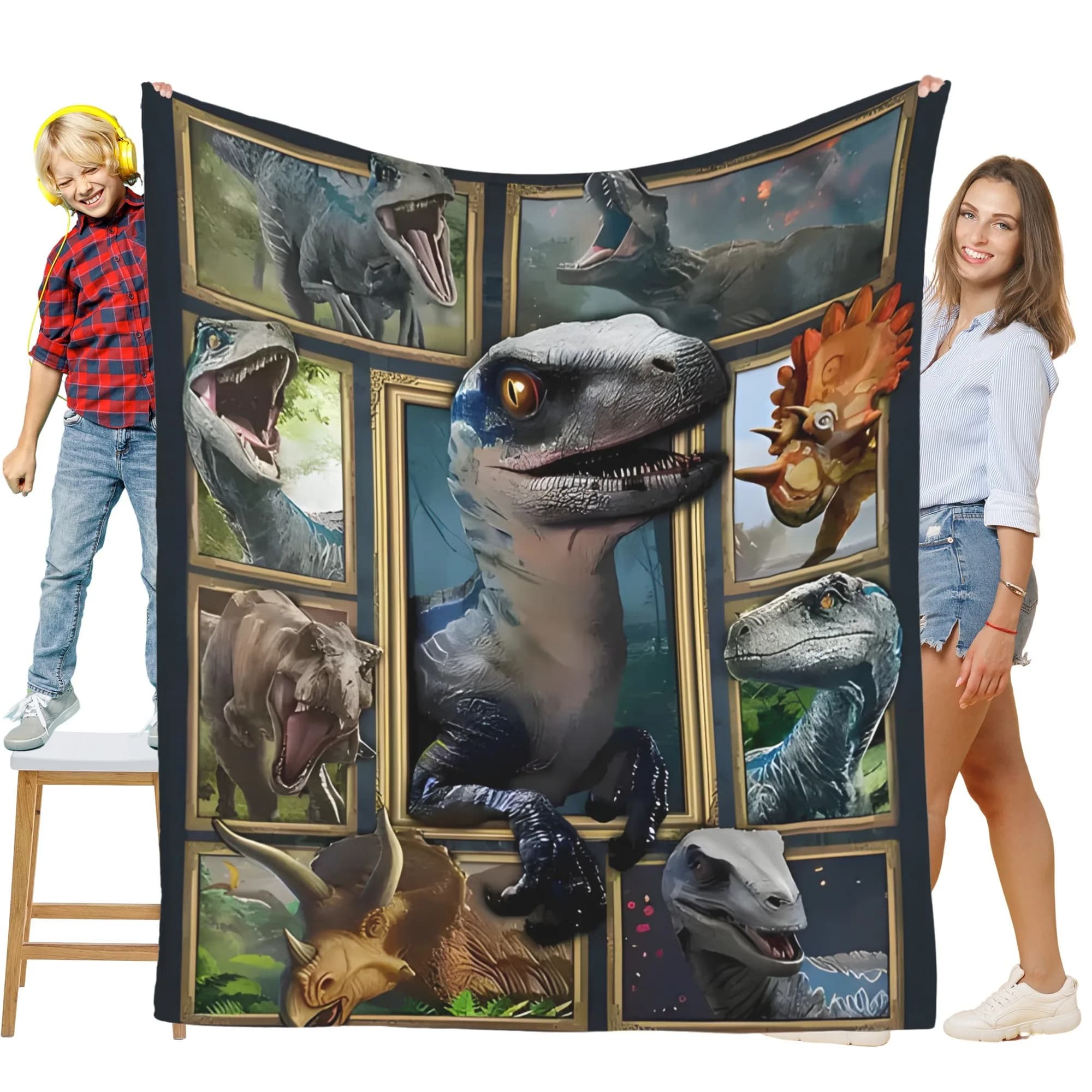 Dinosaur Collection Coperta 3D morbida e calda, adatta per divano, letto, ufficio e viaggi, regalo ideale per gli appassionati di dinosauri