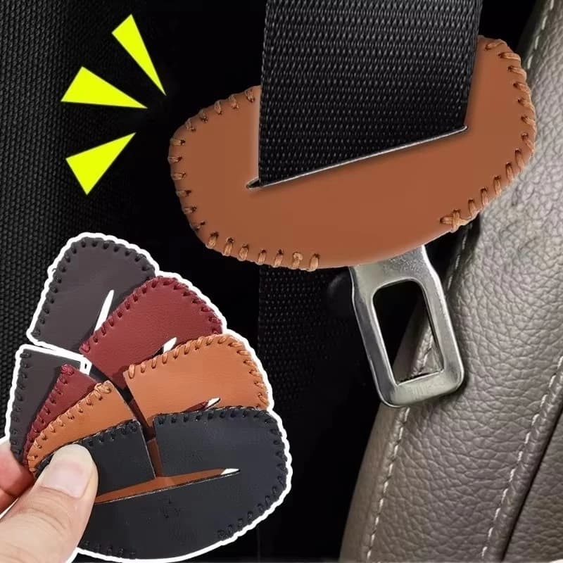 1/2/3pcs Car Seatbelt Buckle Protective Cover Leather Anti-Collision Anti-Scratch Protective Cover Modification Supplies