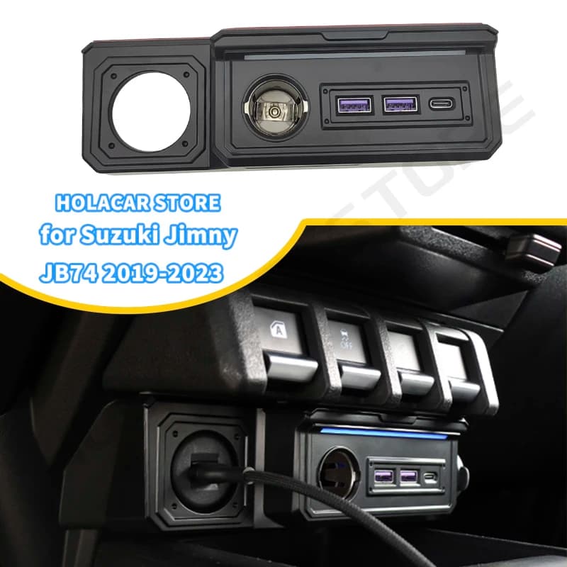 Jimny USB Tipo-C Porta di Ricarica Il Controllo Centrale Espande Carica Adattatore Accendisigari Per Suzuki Jimny JB64 JB74 2019-2025