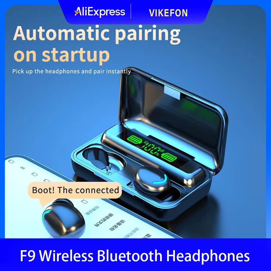 Bluetooth TWS F9-5C Wireless headset Sport Waterproof earphones 2200mAh Charging box Headset for smartphone